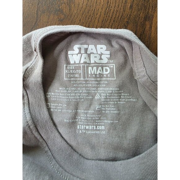 Star Wars Darth Vader Dark Side Long Sleeve Shirt XL 14/16 Mad Engine Gray Cotto - Picture 5 of 9